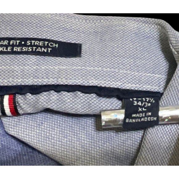 TOMMY HILFIGER Mens Regular Fit Blue Wrinkle Resistant Button Down Shirt Size XL - Picture 3 of 10